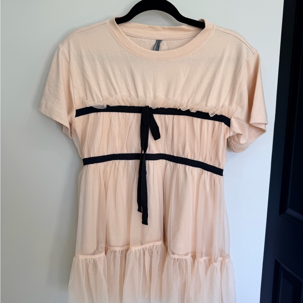 ✨ Anthropologie Blush Tulle Babydoll Top – Size XS ✨